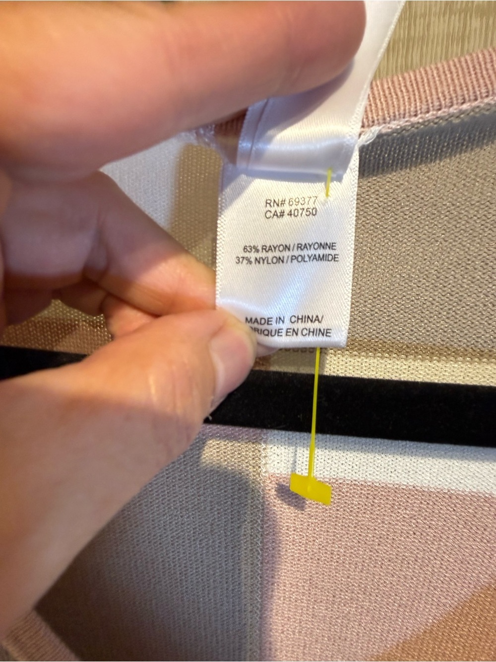 V-Neck Colorblock Knit Dress by Maxine Collection — Dusty Pink, Taupe, Cream - Picture 6 of 6